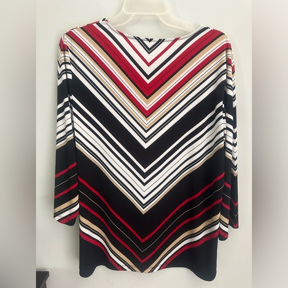 Chicos Poly Blend Striped Tunic Top  3/4 Sleeve Multi Color Size 2 - Picture 2 of 3